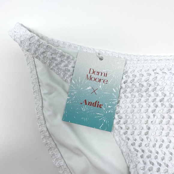 Andie X Demi Moore The Tropez Bikini Bottom In White Crochet Size Small New - Picture 4 of 10